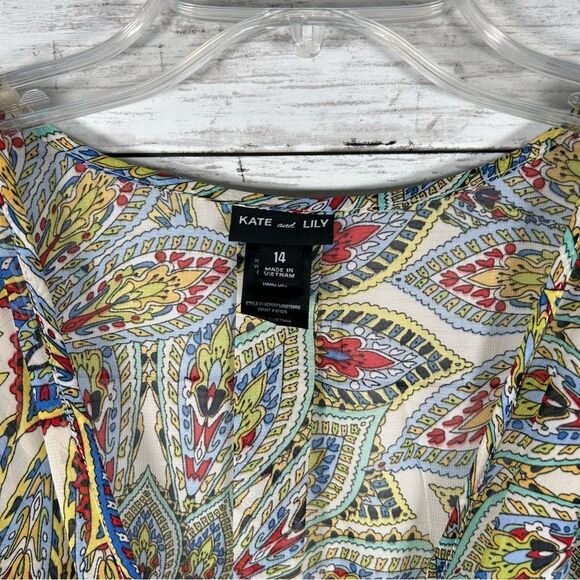 Kate and Lily Fit And Flare Floating Mosaic Chiffon Full Skirt Maxi Dress 14 NWT - Picture 5 of 12